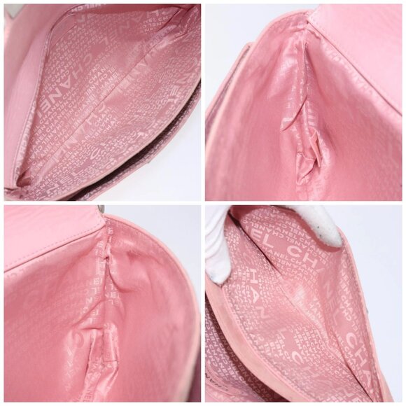 CHANEL Choco Bar Shoulder Bag Suede Pink Silver CC Auth 132385 - Picture 16 of 16